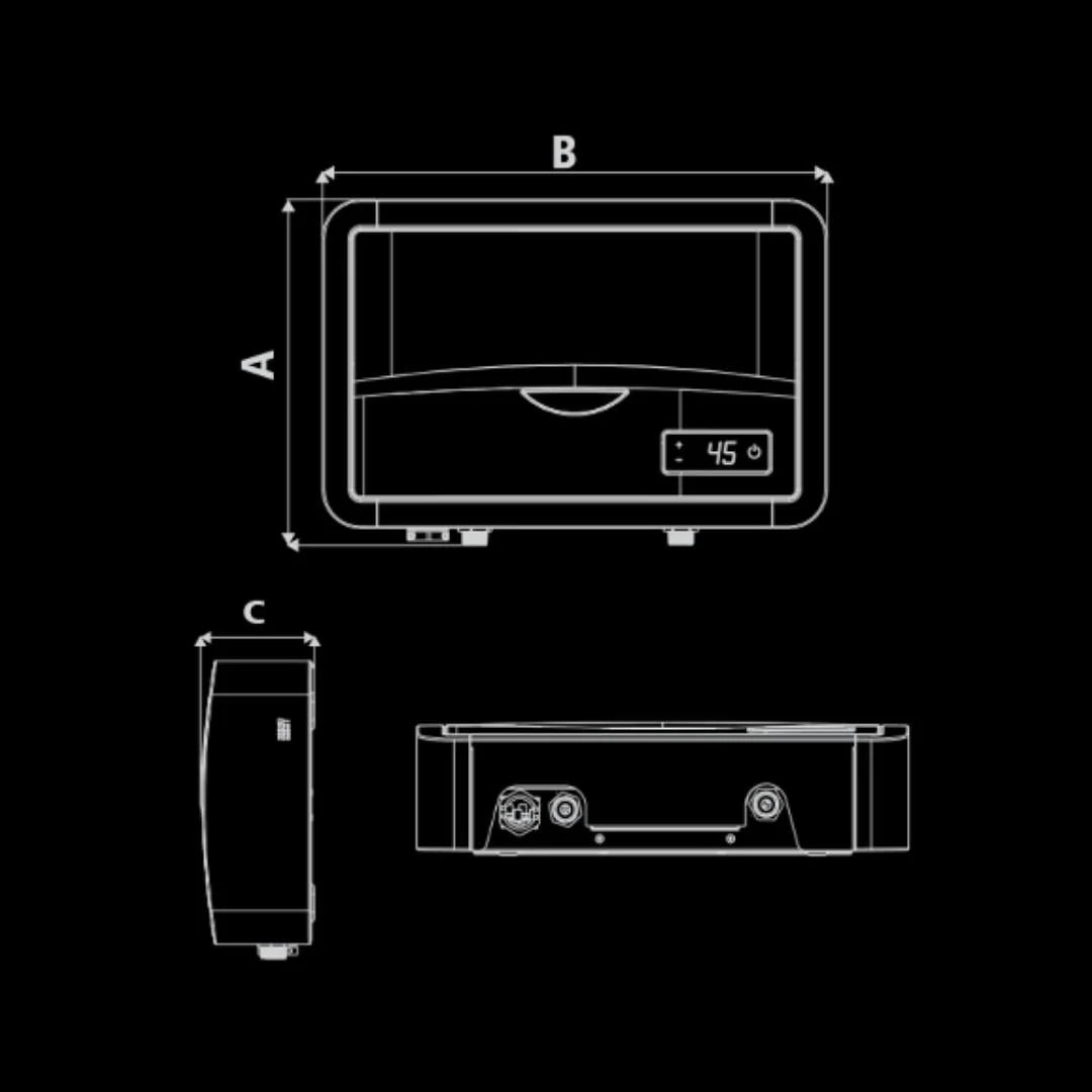 Racold Electric Wall Mounting Horizontal Instant Online Water Heater AURES PRO 24 KW in Black finish