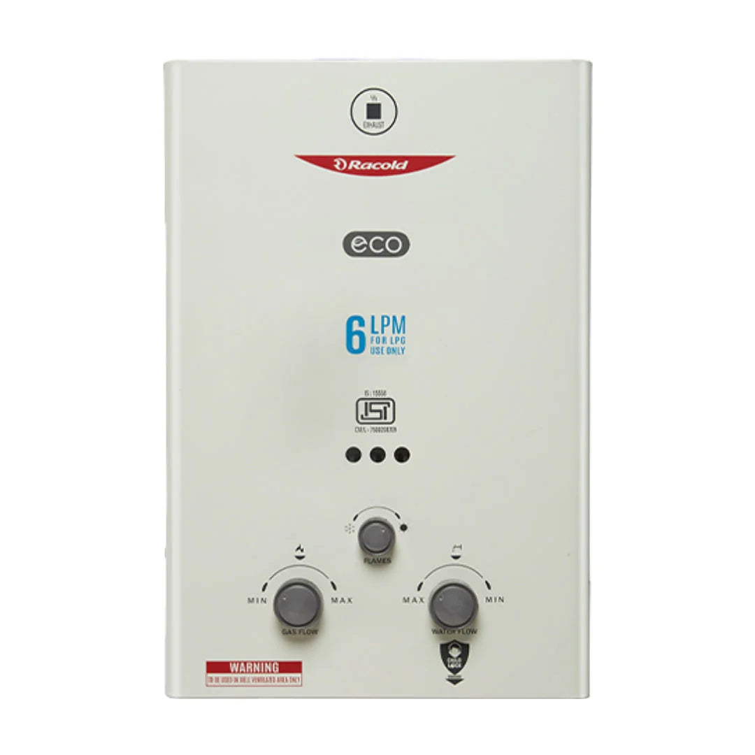 Racold Gas Wall Mounting Vertical Gas Water Heater ECO PNG in White finish