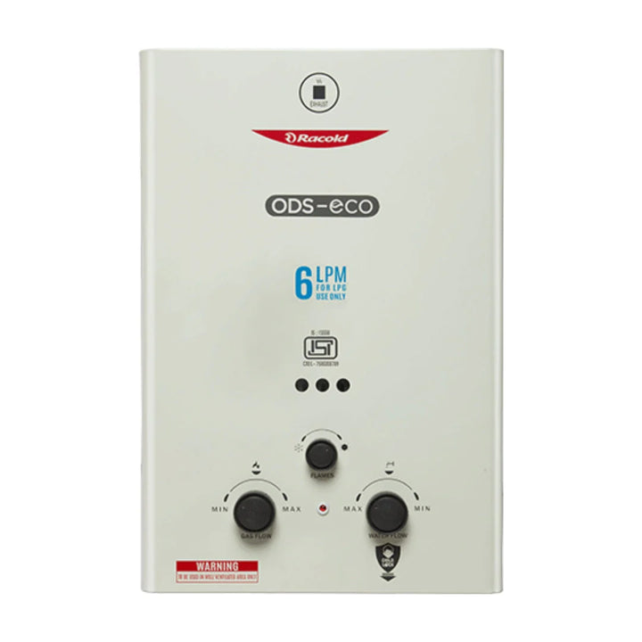 Racold Gas Wall Mounting Vertical Gas Water Heater ODS ECO PNG in White finish