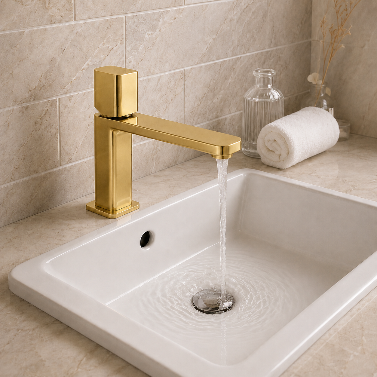 SERVEO REGALIA SERIES BRASS SHORT BASIN MIXER SV-6002-BRUSH GOLD