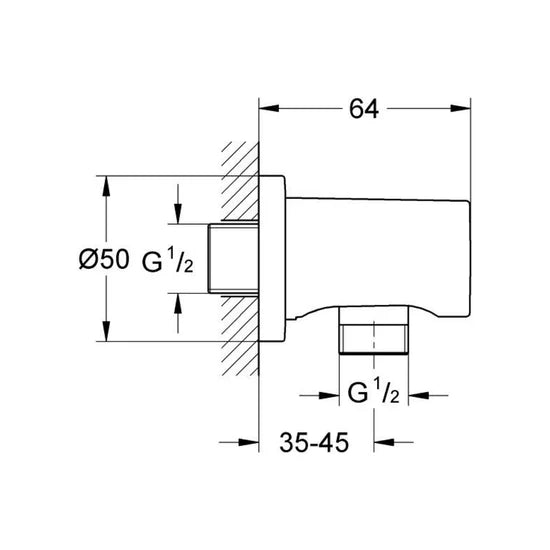 GROHE SHOWER FITTING WALL OUTLET 22118KF0 - PHANTOM BLACK