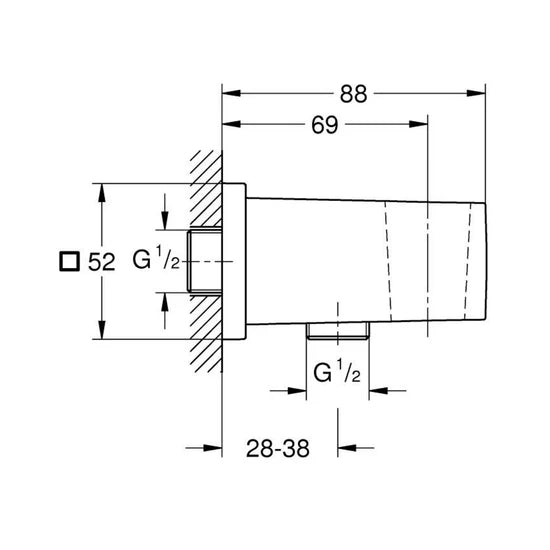 GROHE SHOWER FITTING WALL BRACKET 26370000 - CHROME