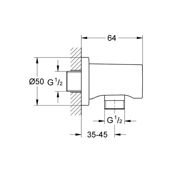 GROHE SHOWER FITTING WALL OUTLET 27057ALC - BRUSHED HARD GRAPHITE