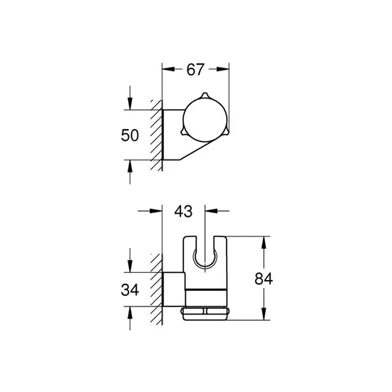 GROHE SHOWER FITTING WALL BRACKET M27595001 - CHROME