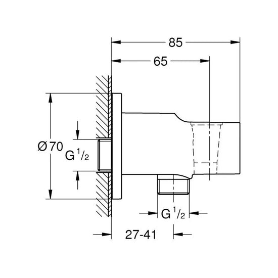 GROHE SHOWER FITTING WALL BRACKET M28628001 - CHROME