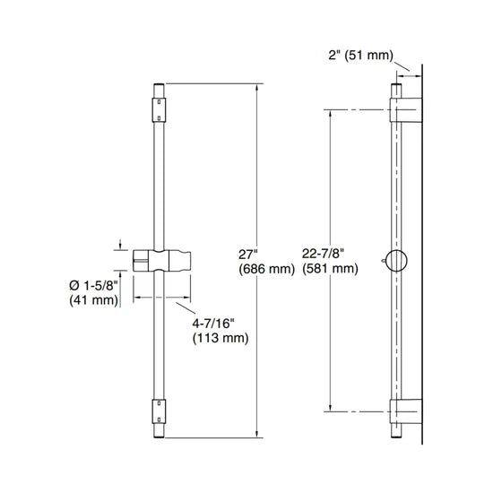KOHLER SHOWER FITTING SLIDING RAIL 72740IN-CP - CHROME