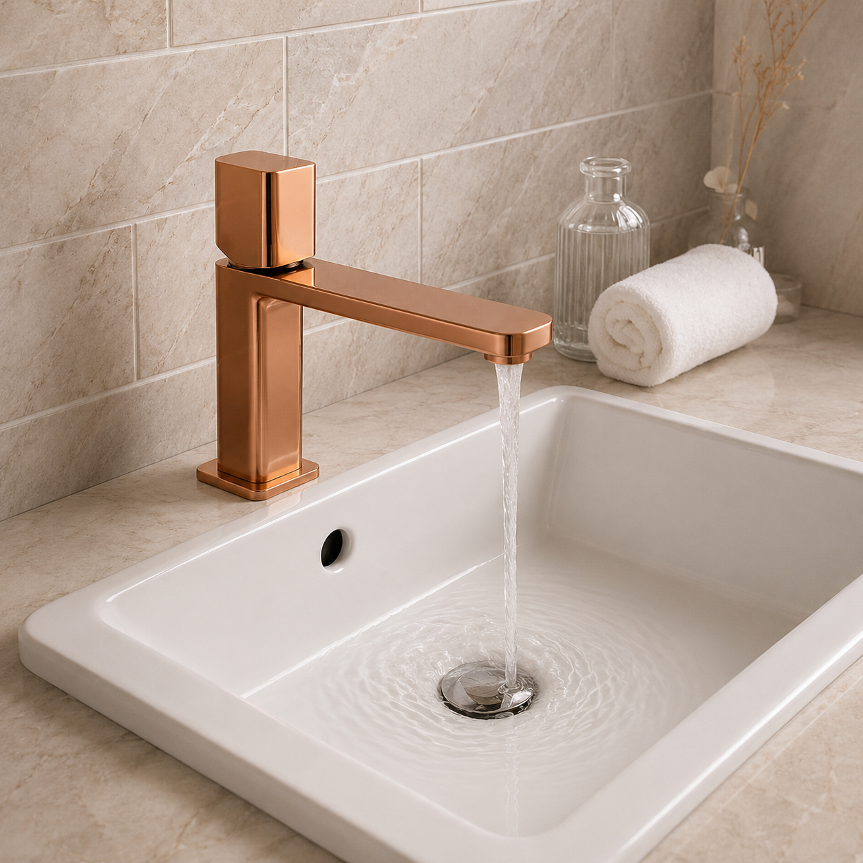 SERVEO REGALIA SERIES BRASS SHORT BASIN MIXER SV-6002-ROSE GOLD