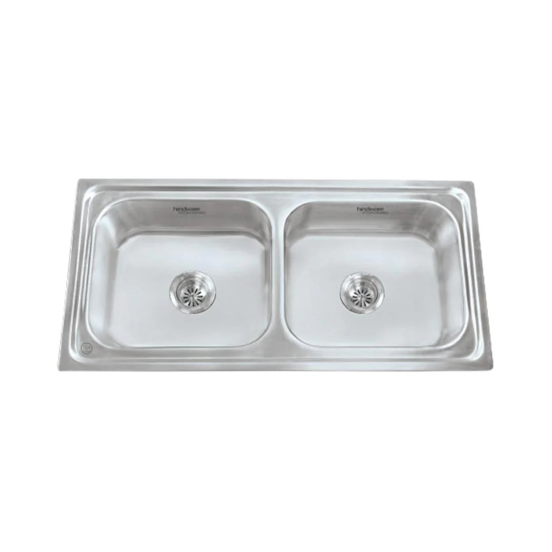 Hindware Stainless Steel Sink Pressed Series DOUBLE BOWL IMPERIO 33 x 20 x 8 ( 33 x 20 inches ) - Matt
