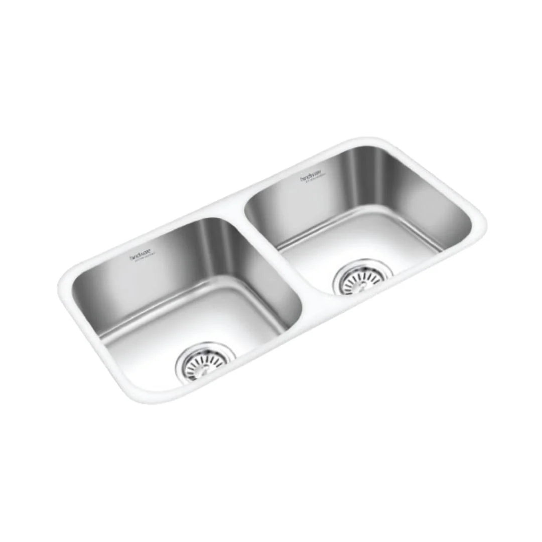 Hindware Stainless Steel Sink Undermount Series DOUBLE BOWL IMPERIO UM 31 x 18 x 8 ( 31 x 18 inches ) - Matt