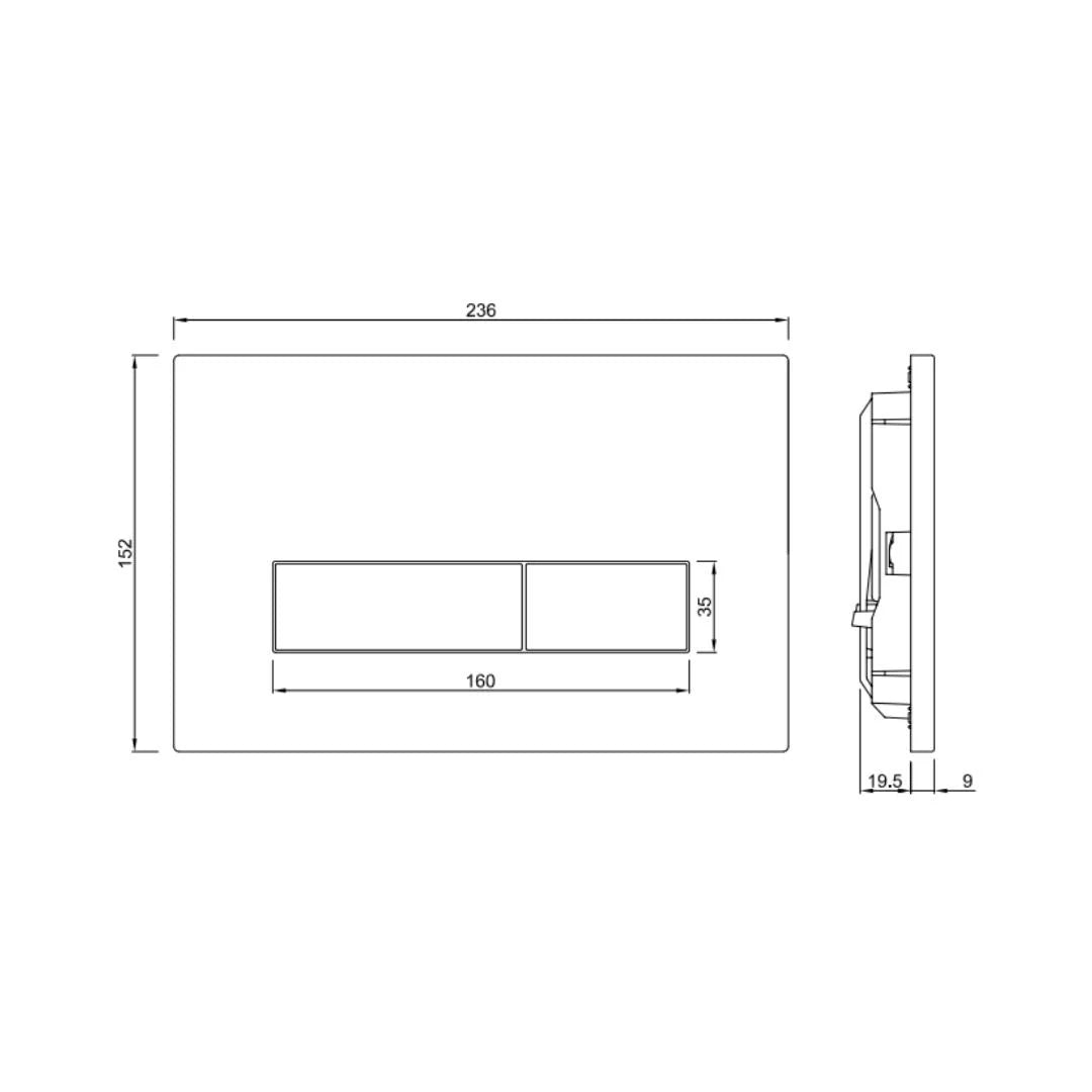 Jaquar Flush Plate Kubix JCP-BLM-352415 - Black Matt
