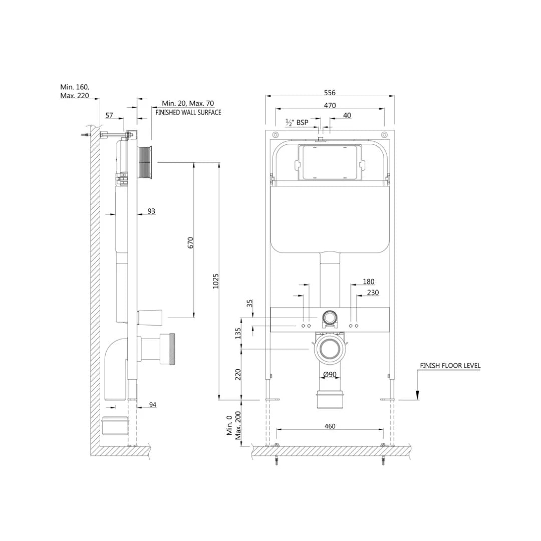 Jaquar Concealed Floor Mounted Cistern Full Frame JCS-WHT-2400FS - White