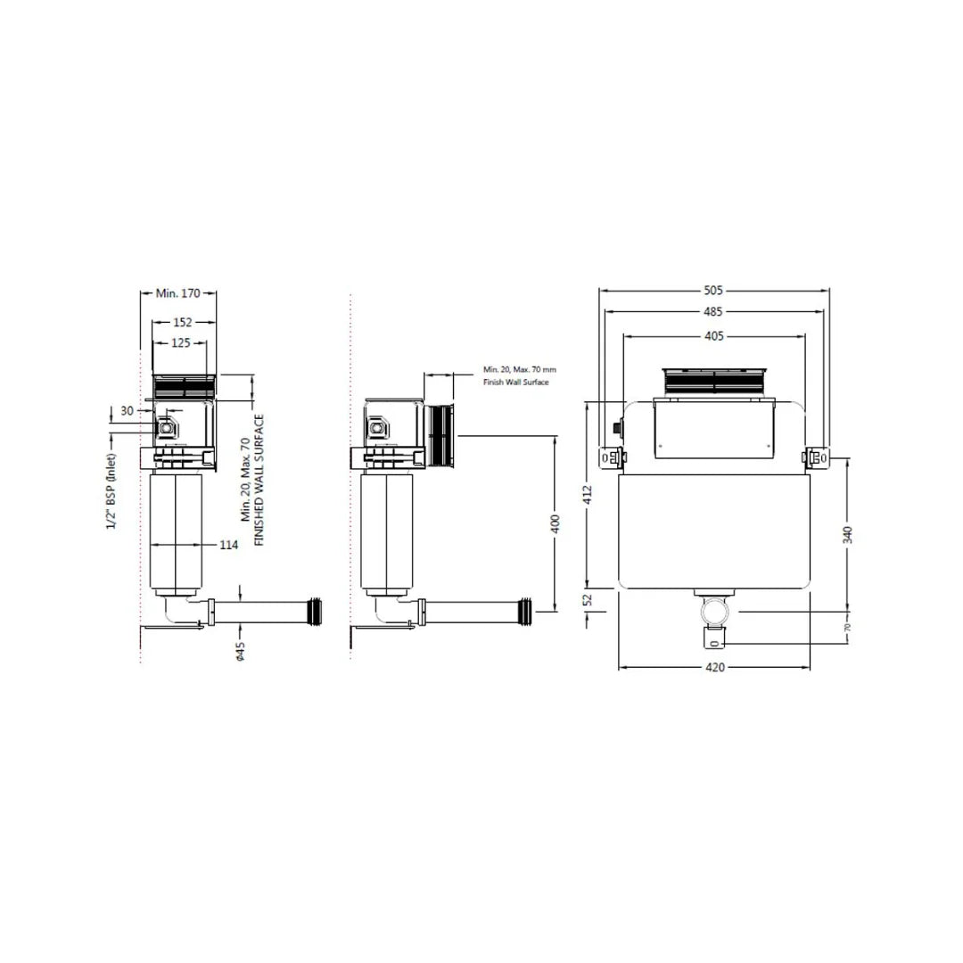Jaquar Concealed Wall Mounted Cistern Without Frame JCS-WHT-2431 - White