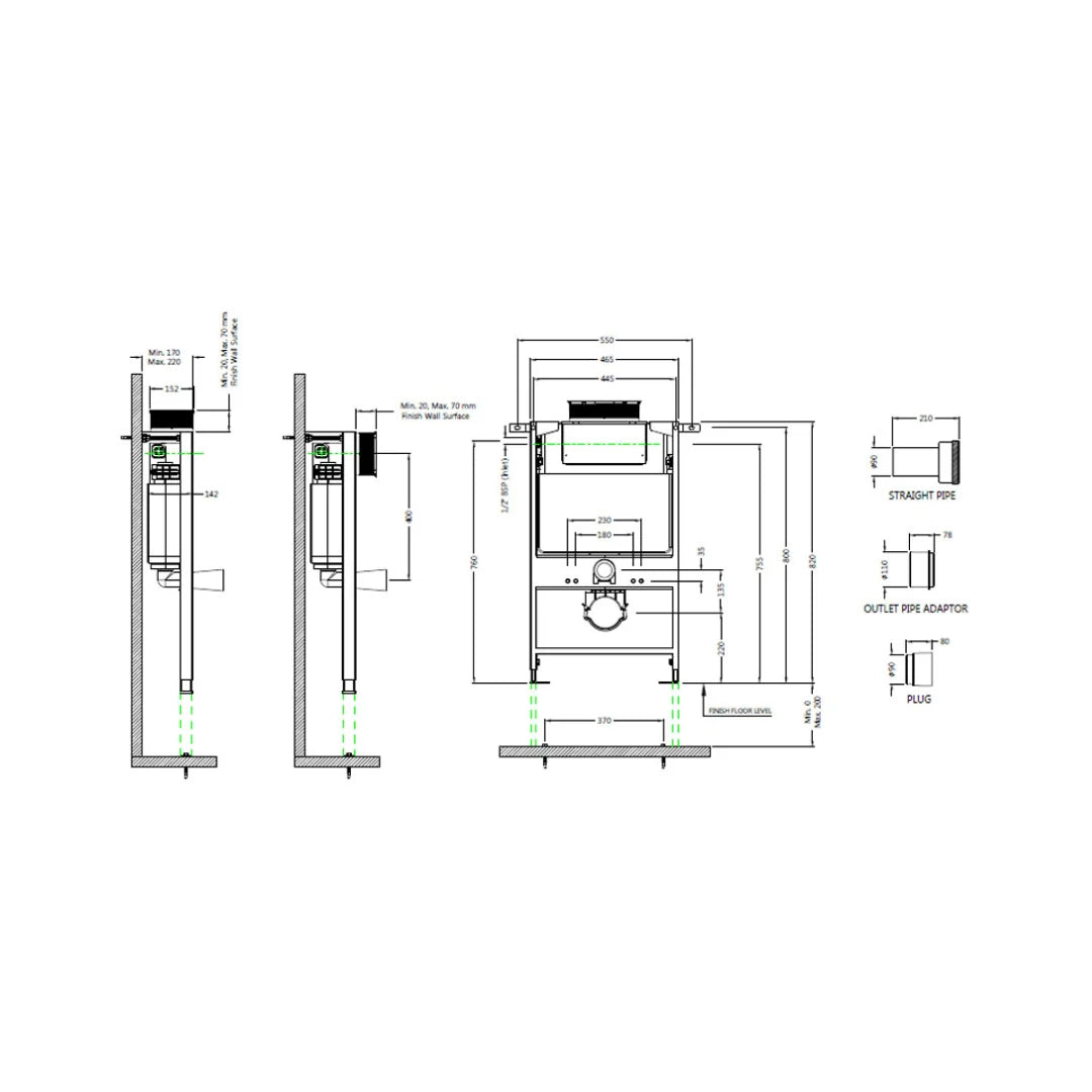 Jaquar Concealed Floor Mounted Cistern Full Frame JCS-WHT-2431FP - White