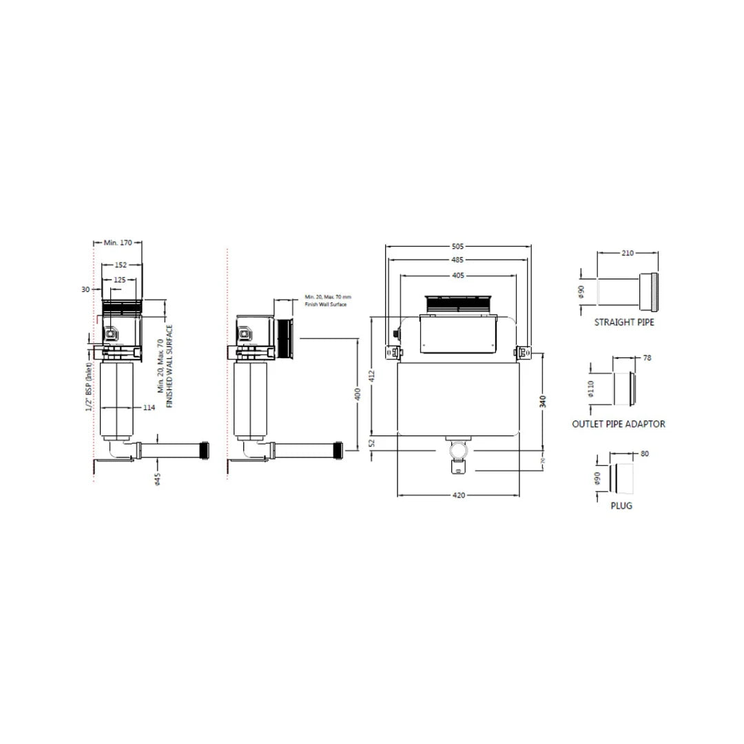 Jaquar Concealed Wall Mounted Cistern Without Frame JCS-WHT-2431P - White