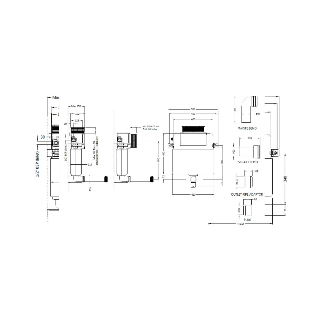 Jaquar Concealed Wall Mounted Cistern Without Frame JCS-WHT-2431S - White
