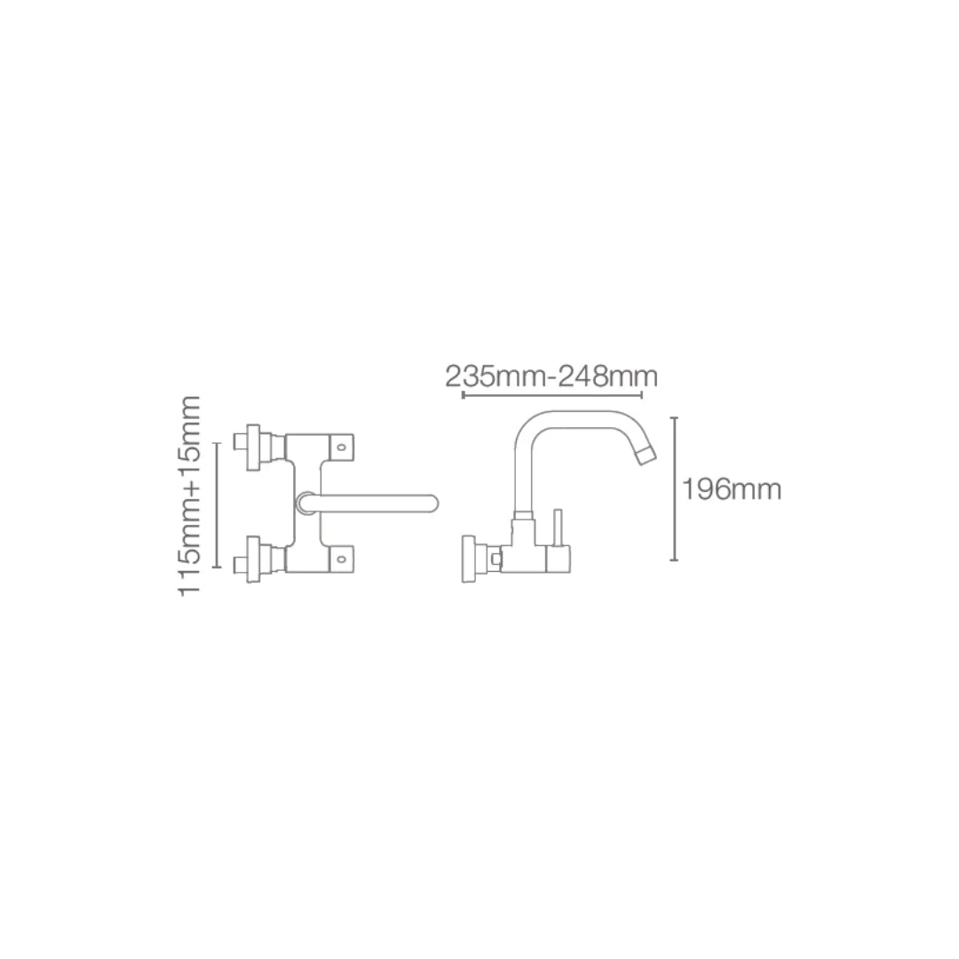 Kohler Wall Mounted Regular Kitchen Sink Mixer Cuff K-37315IN-4-CP with Swinging Spout in Chrome Finish