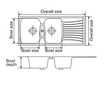 Nirali Quartz Sink Quartz Premium Range KAPPA LV 2 ( 45 x 19.5 inches ) - White Granite