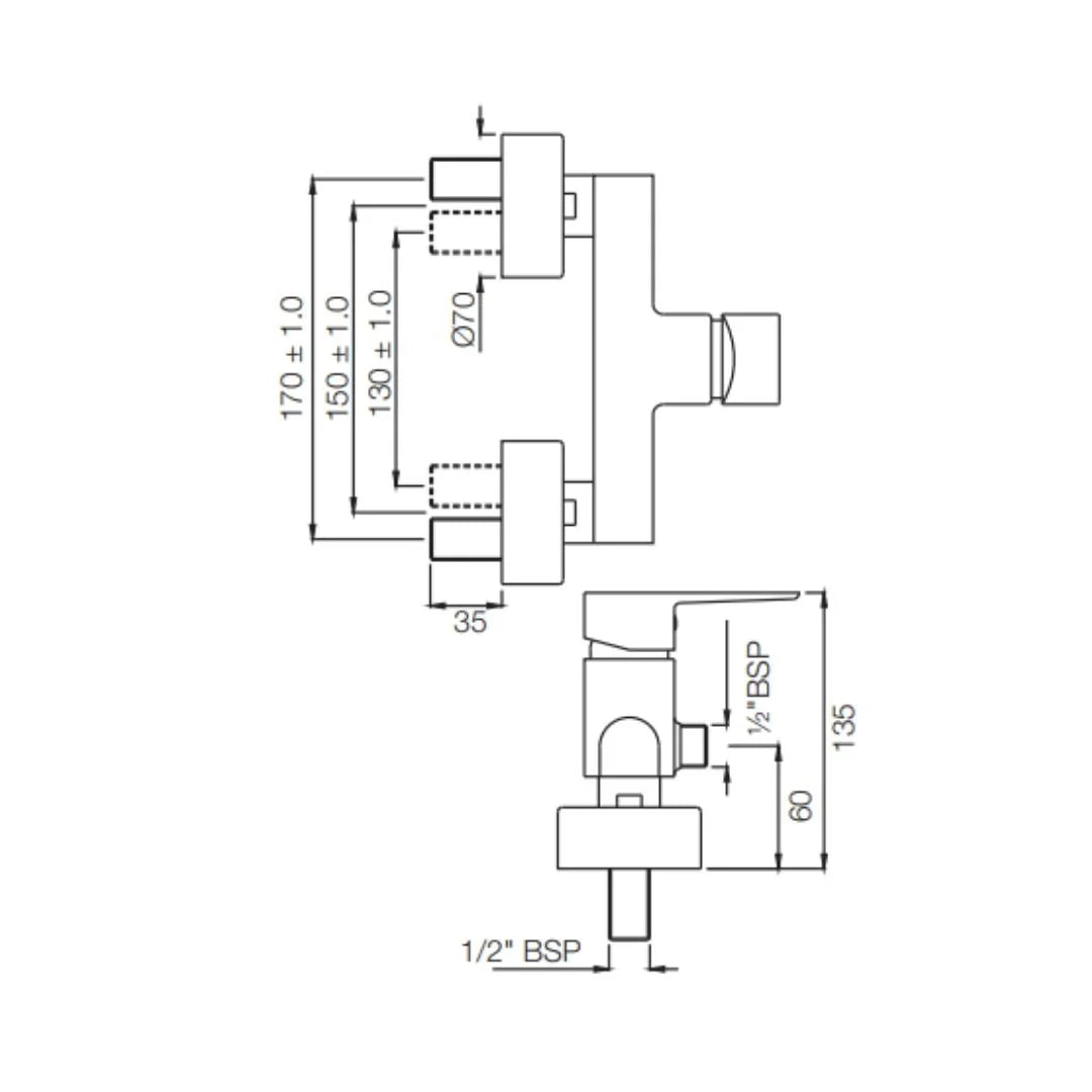Jaquar 1 Way Wall Mixer Kubix Prime KUP-ABR-35149PM Normal Flow - Antique Bronze Finish