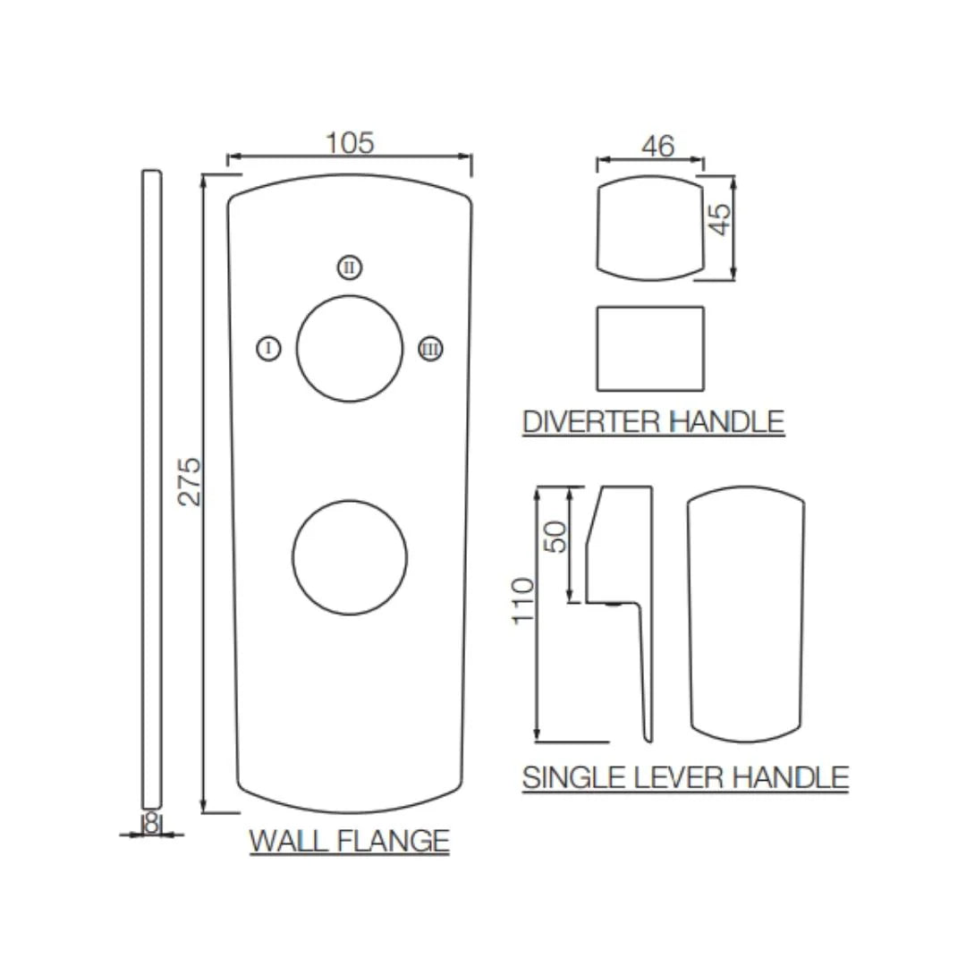 Jaquar 3 Way Diverter Kubix Prime KUP-BCH-35783NKPM Normal Flow - Black Chrome Finish