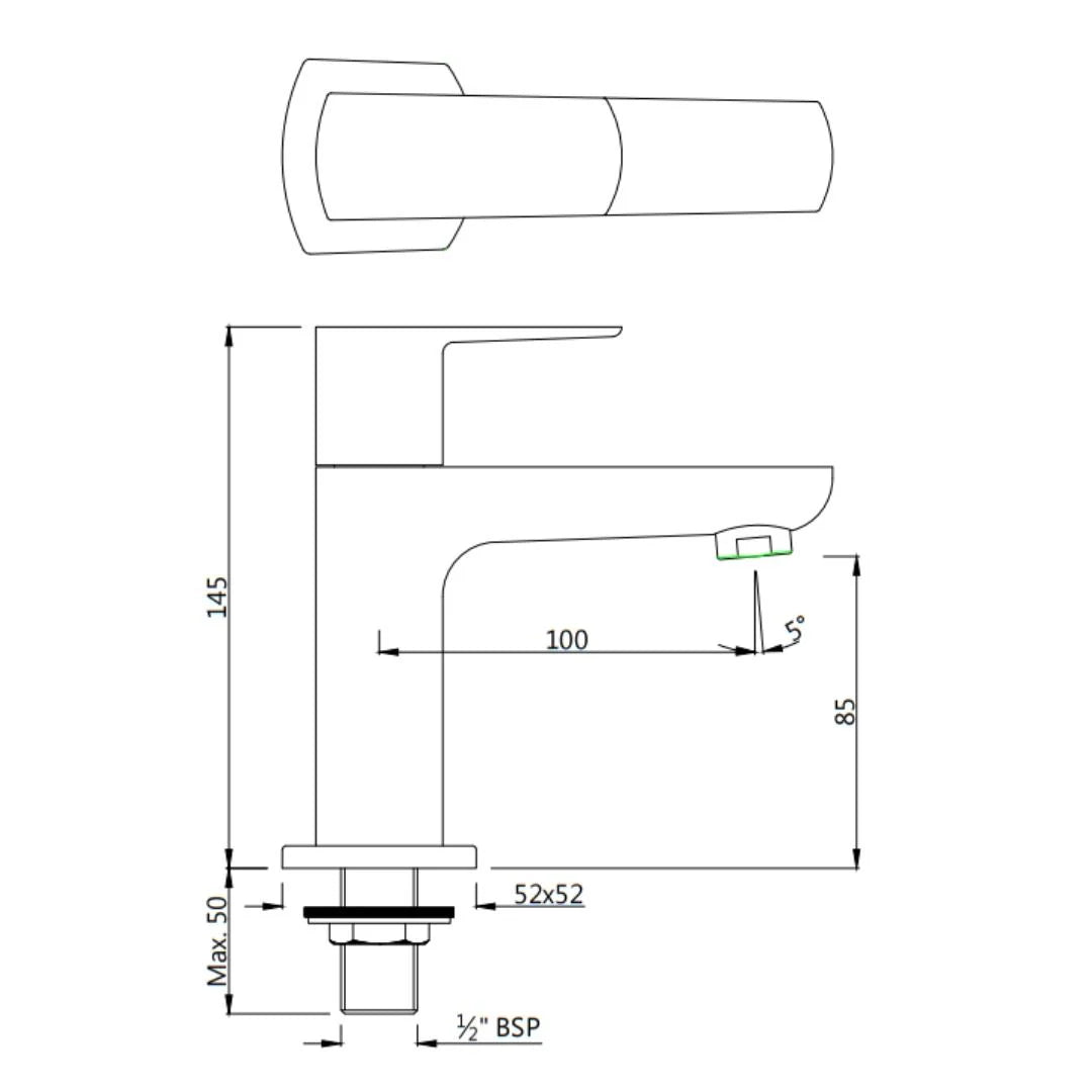 Jaquar Table Mounted Regular Basin Tap Kubix Prime KUP-BLM-35001PM - Black Matt