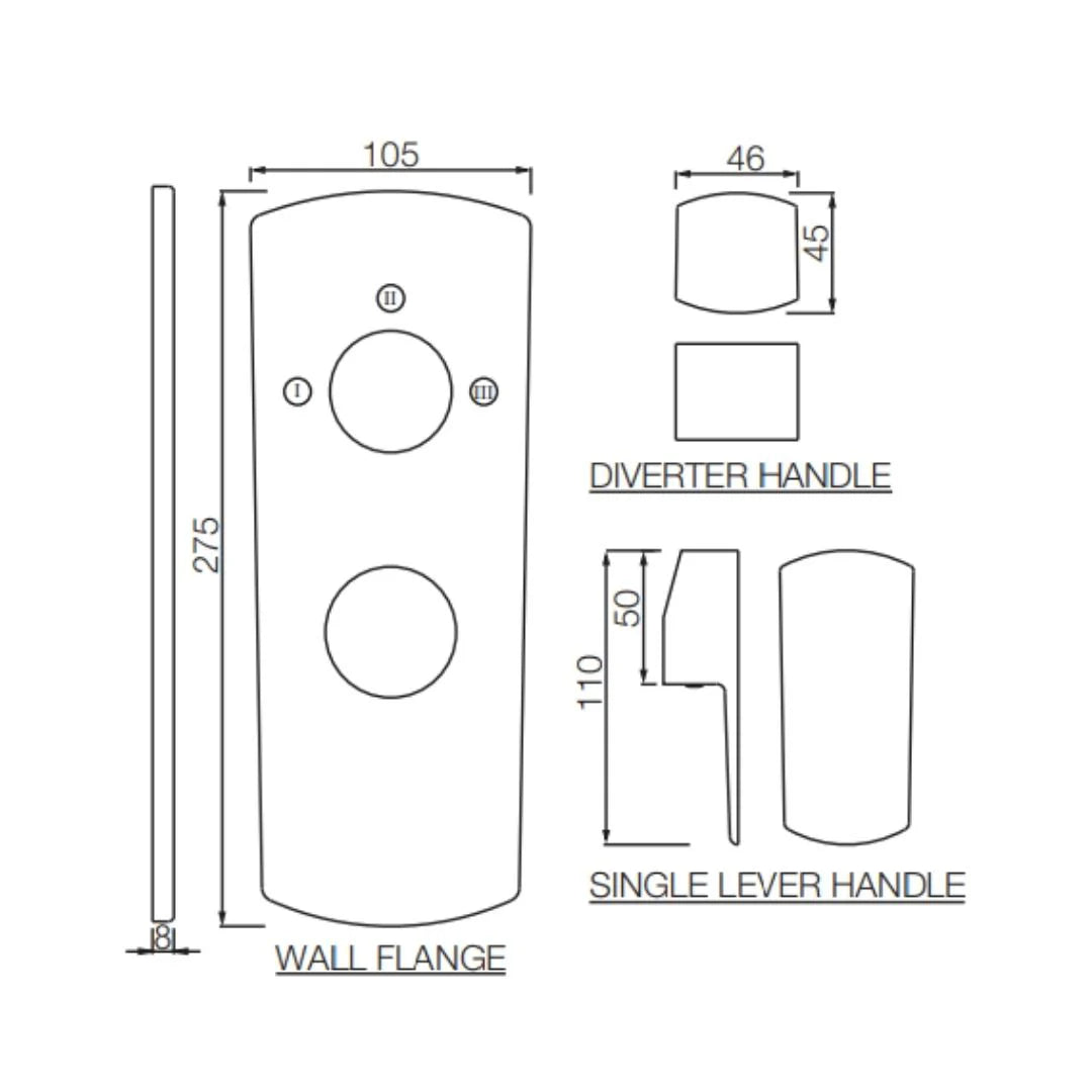 Jaquar 3 Way Diverter Kubix Prime KUP-BLM-35783NKPM Normal Flow - Black Matt Finish