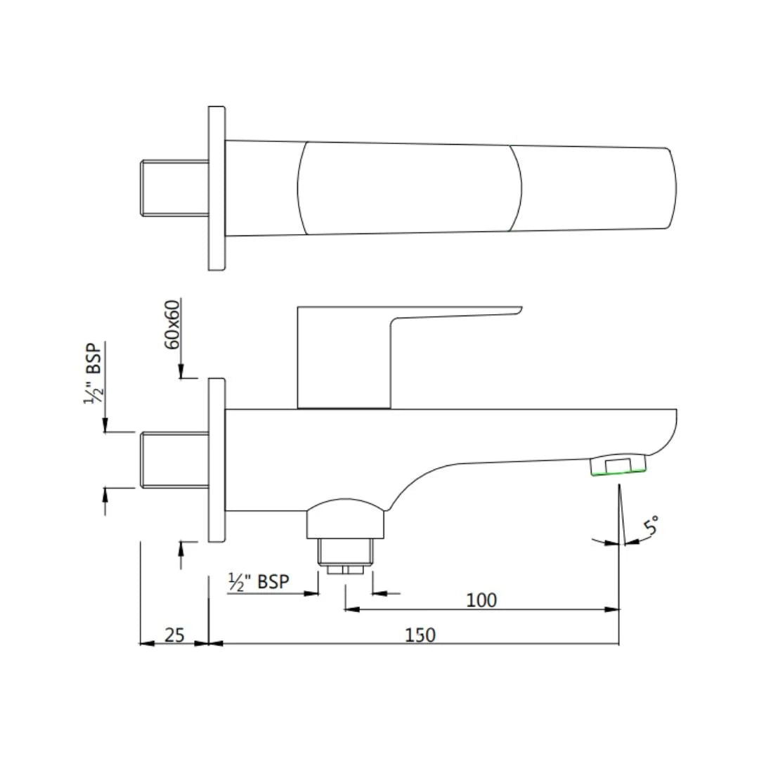 Jaquar WC Area 2 Way Bib Tap Kubix Prime KUP-CHR-35041PM - Chrome