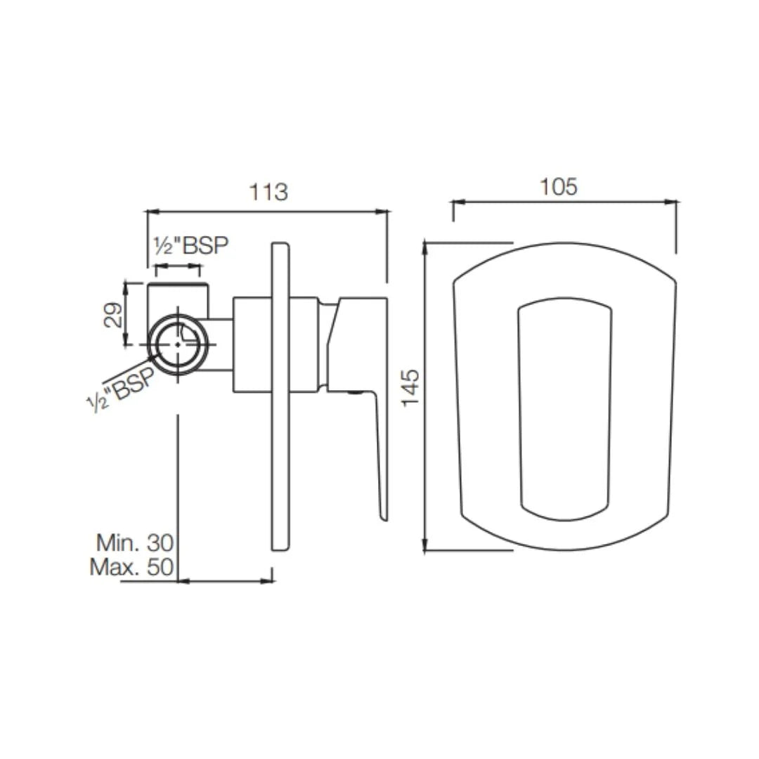 Jaquar 1 Way Diverter Kubix Prime KUP-CHR-35227KPM Normal Flow - Chrome Finish