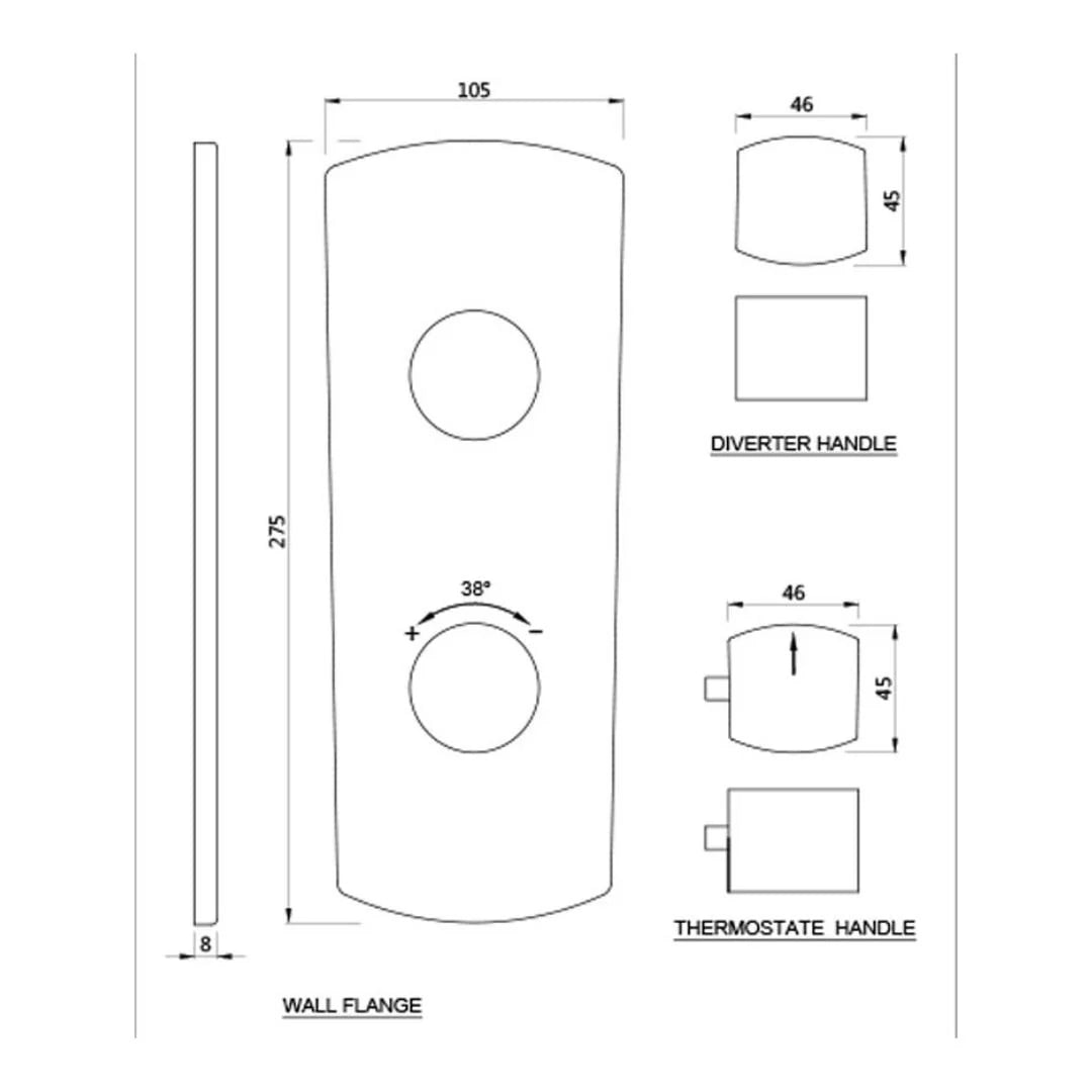 Jaquar 1 Way Thermostatic Diverter Kubix Prime KUP-CHR-35661KPM Normal Flow - Chrome Finish