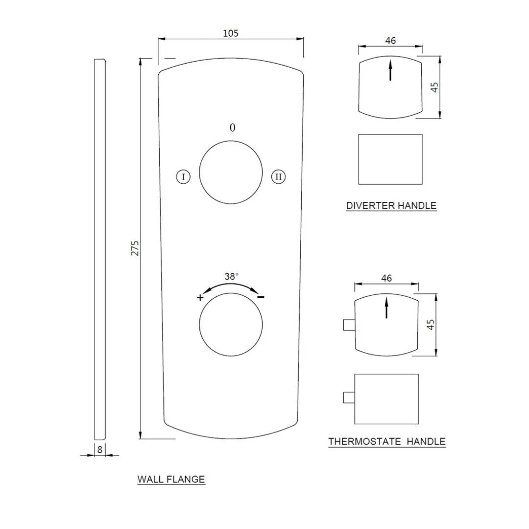 Jaquar 2 Way Thermostatic Diverter Kubix Prime KUP-CHR-35681KPM Normal Flow - Chrome Finish