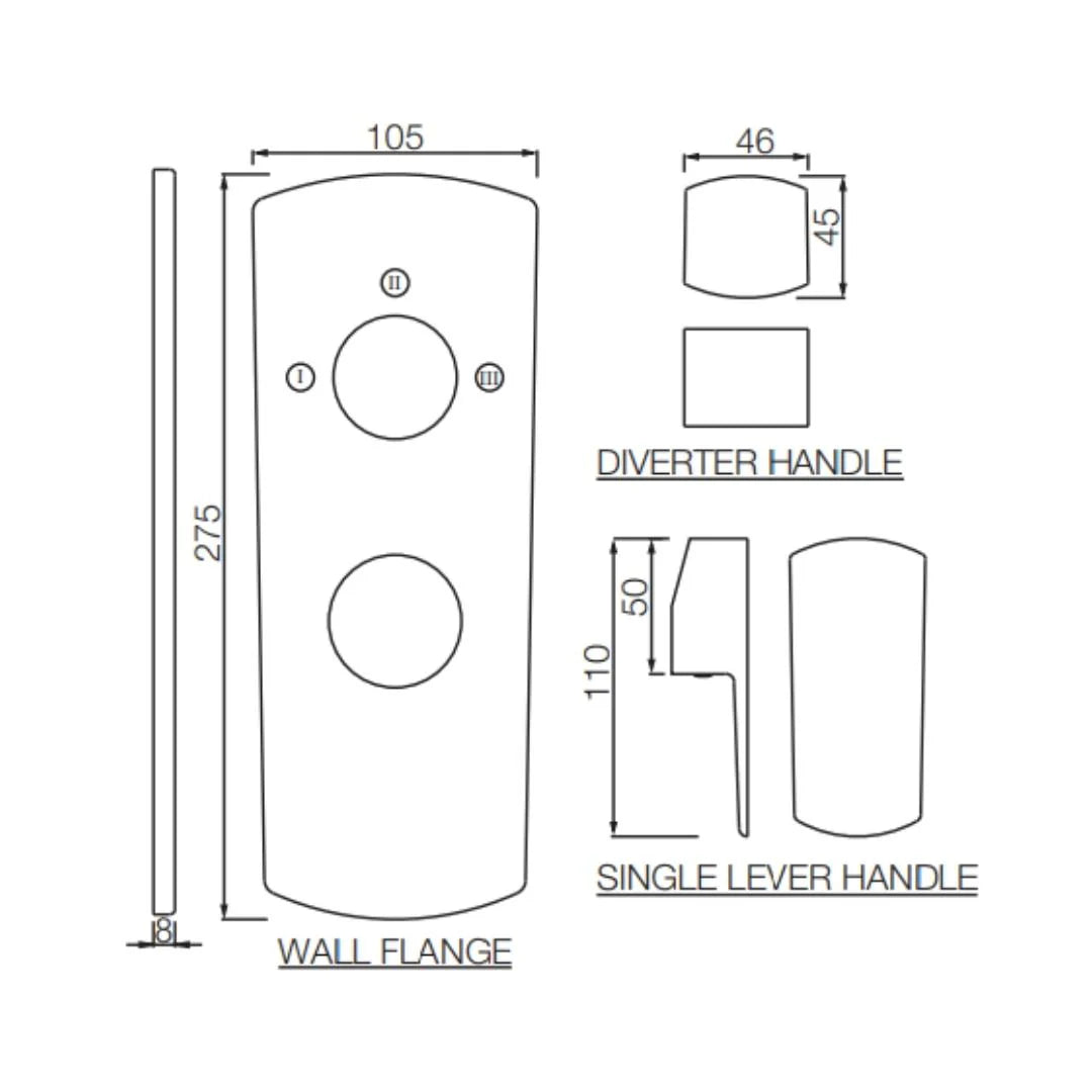 Jaquar 3 Way Diverter Kubix Prime KUP-CHR-35783NKPM Normal Flow - Chrome Finish