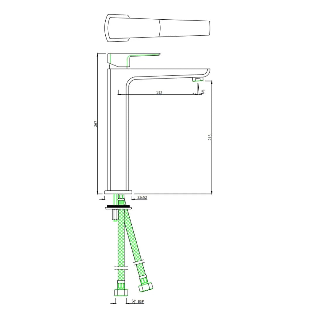 Jaquar Table Mounted Tall Boy Basin Mixer Kubix Prime KUP-GDS-35005BPM - Gold Dust