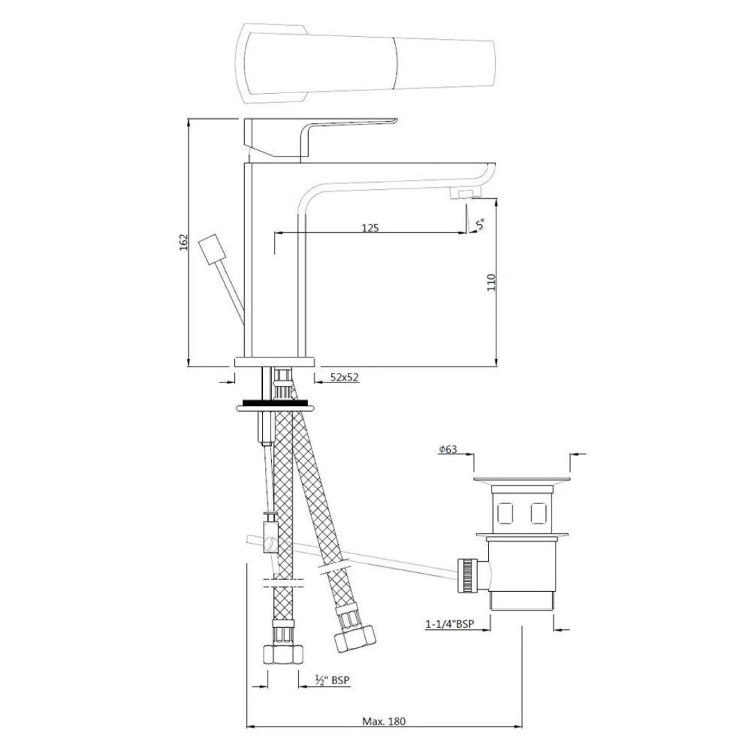 Jaquar Table Mounted Regular Basin Mixer Kubix Prime KUP-GDS-35051BPM - Gold Dust