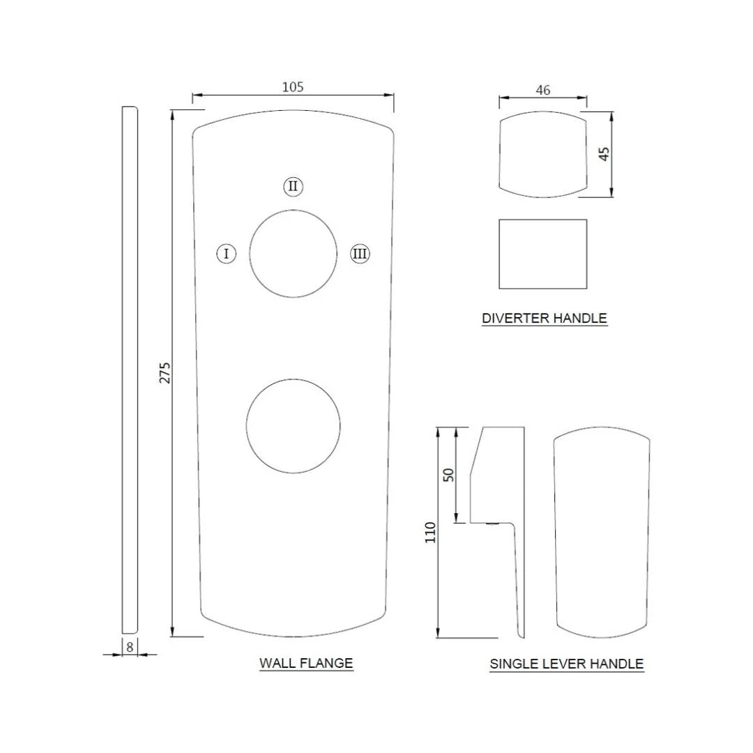 Jaquar 3 Way Diverter Kubix Prime KUP-GMP-35783NKPM Normal Flow - Gold Matt PVD Finish