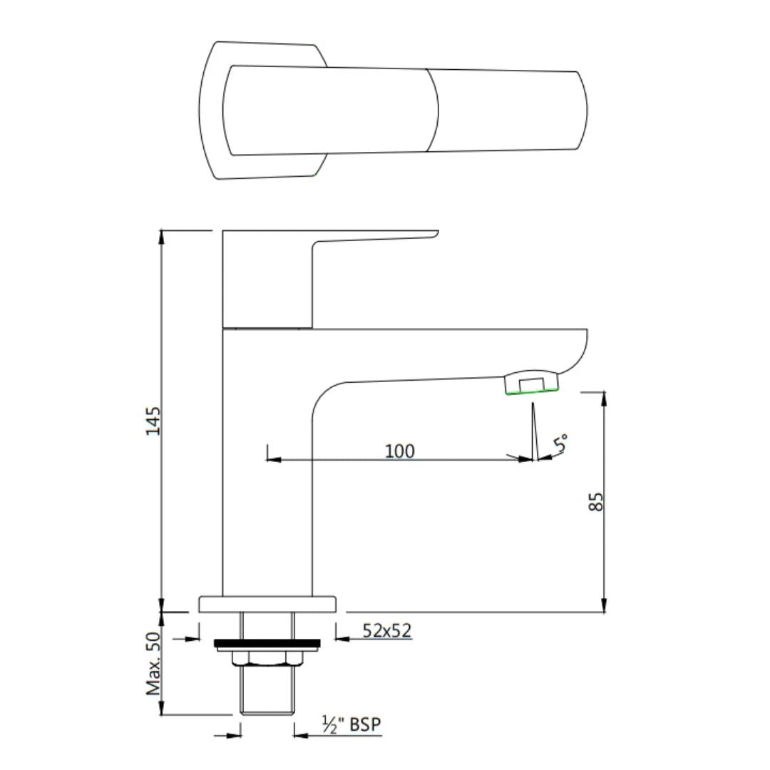 Jaquar Table Mounted Regular Basin Tap Kubix Prime KUP-GRF-35001PM - Graphite