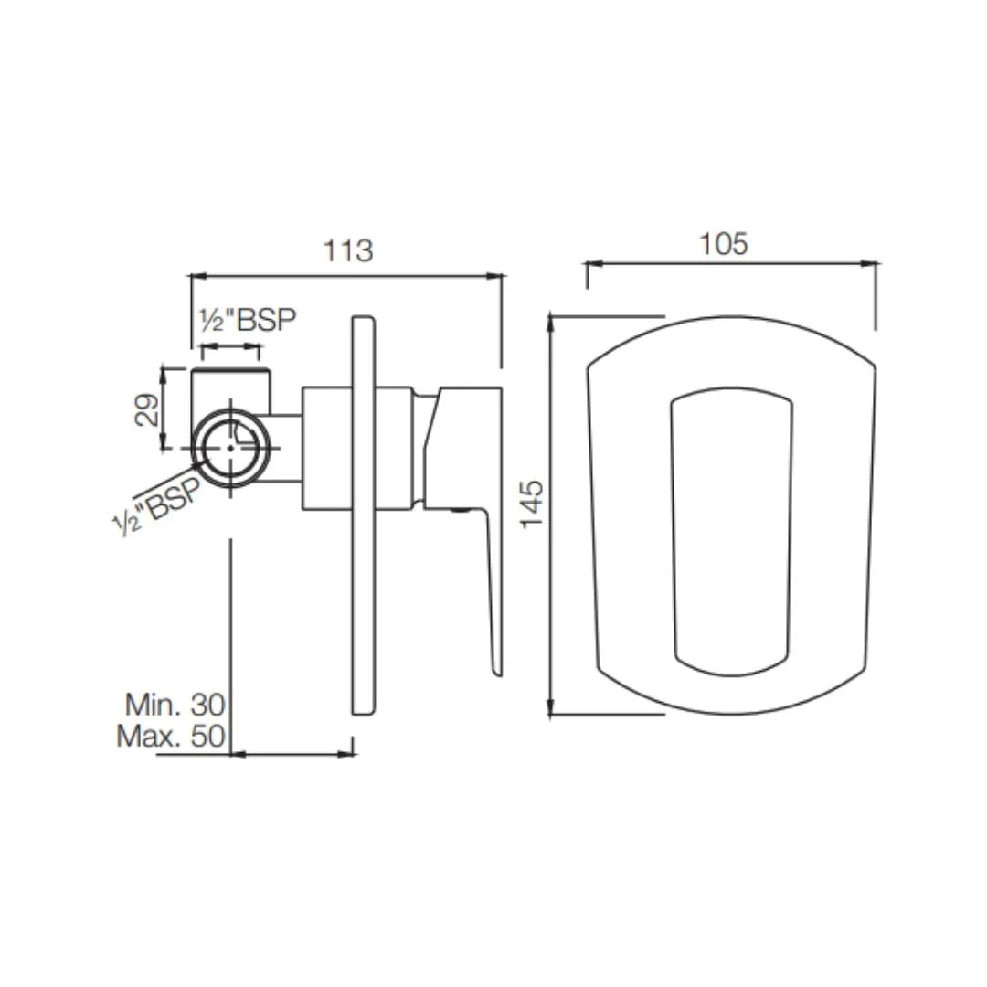 Jaquar 1 Way Diverter Kubix Prime KUP-GRF-35227KPM Normal Flow - Graphite Finish