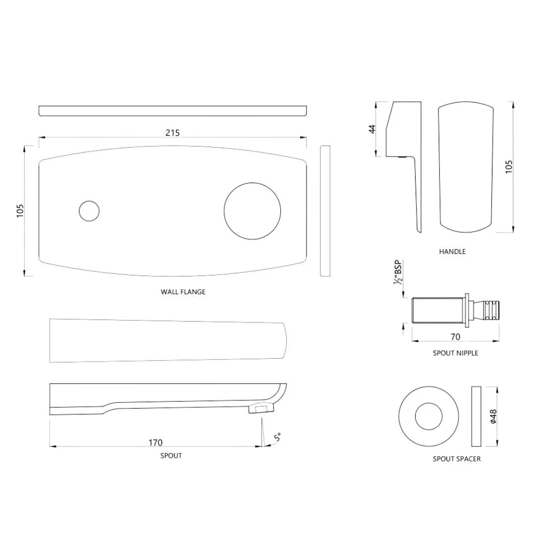 Jaquar Wall Mounted Basin Mixer Kubix Prime KUP-SSF-35233NKPM - Stainless Steel