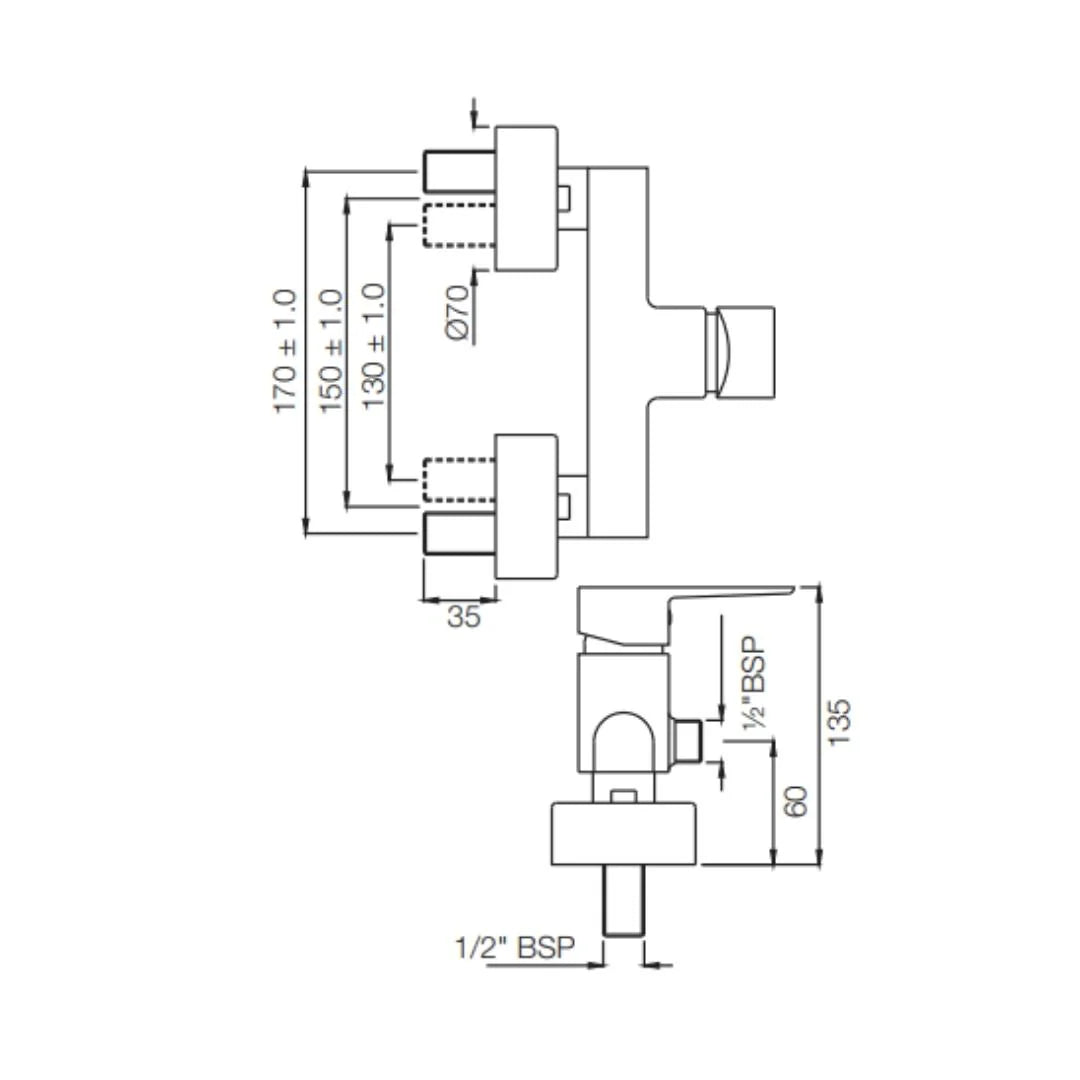 Jaquar 1 Way Wall Mixer Kubix Prime KUP-WHM-35149PM Normal Flow - White Matt Finish