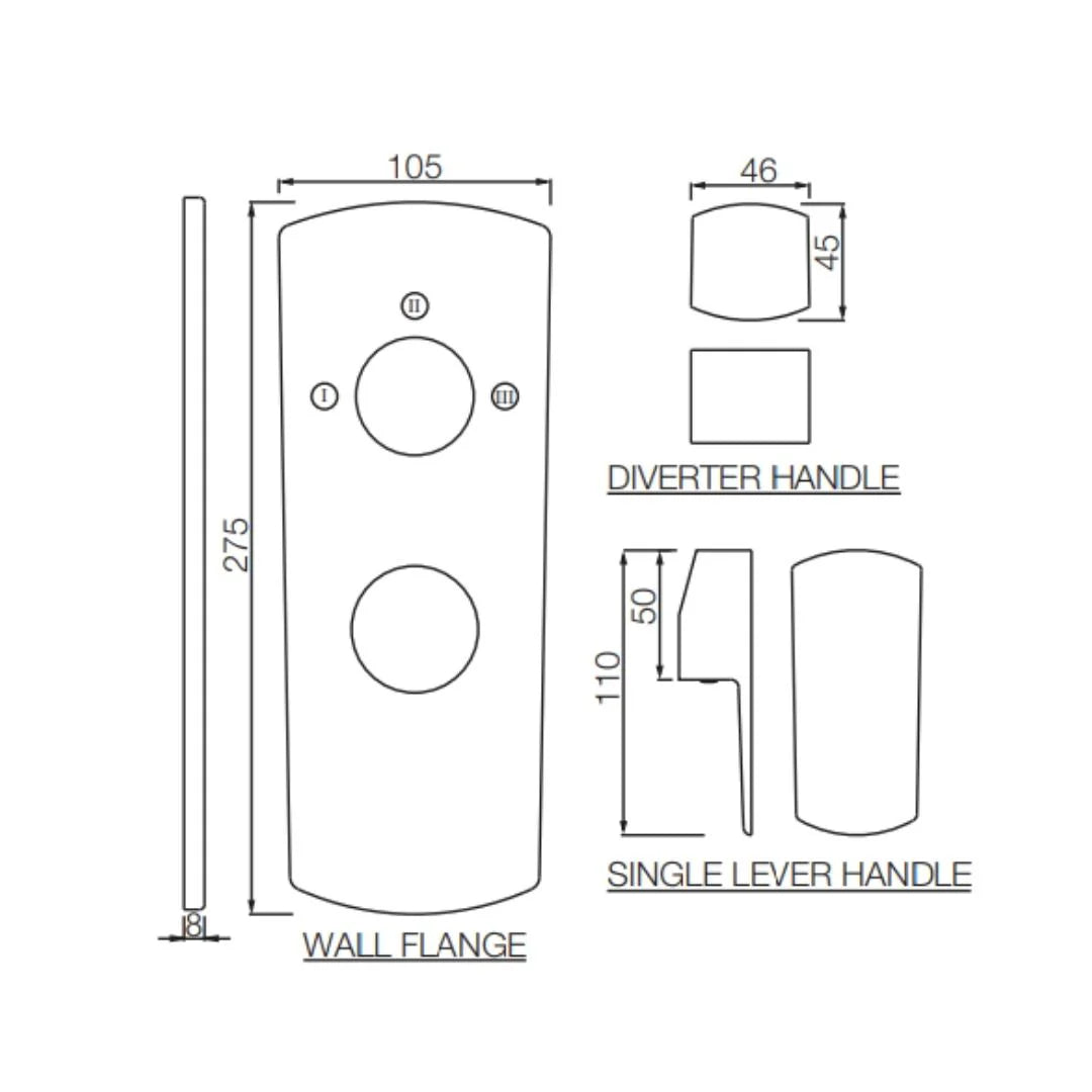 Jaquar 3 Way Diverter Kubix Prime KUP-WHM-35783NKPM Normal Flow - White Matt Finish