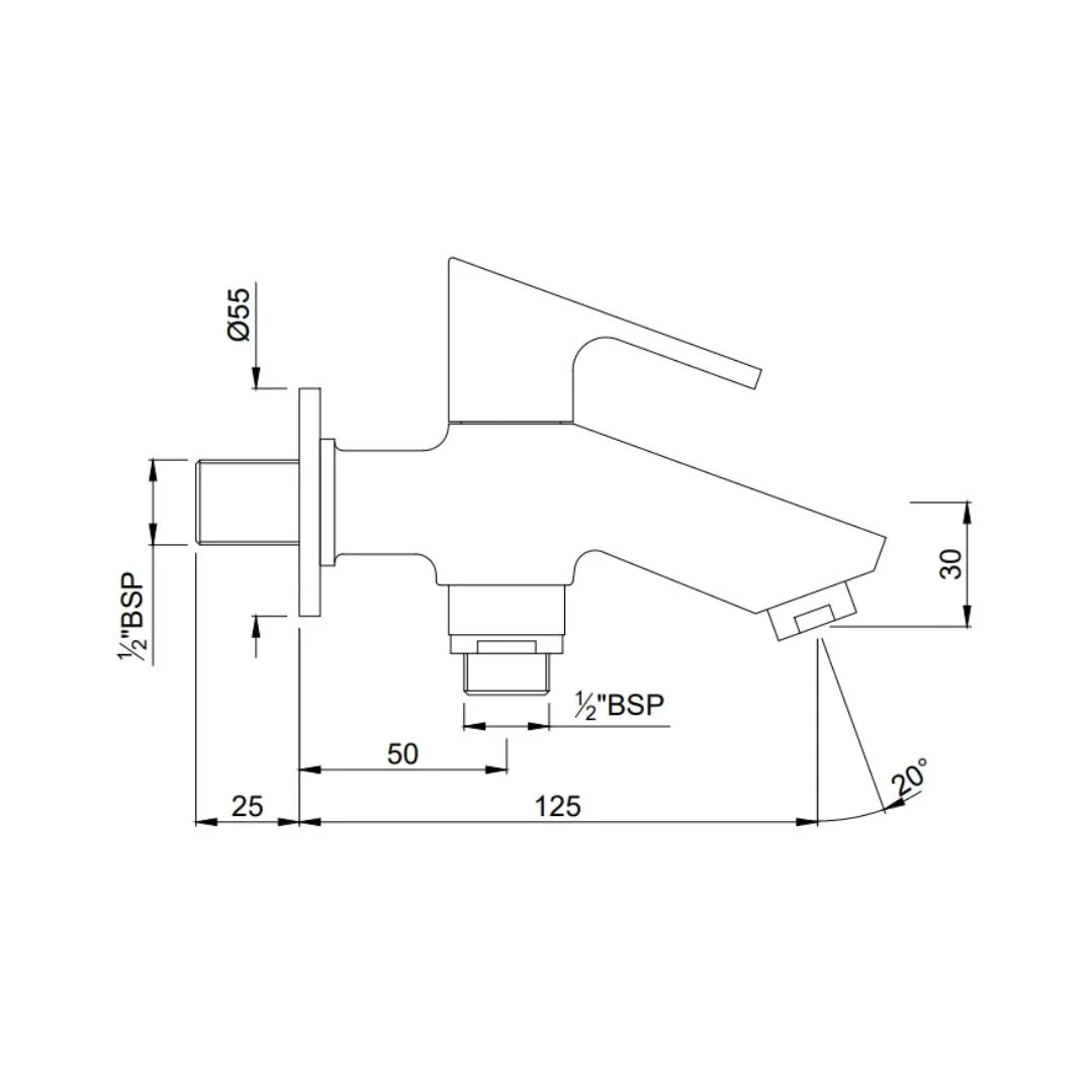 Jaquar WC Area 2 Way Bib Tap Lyric LYR-CHR-38041 - Chrome