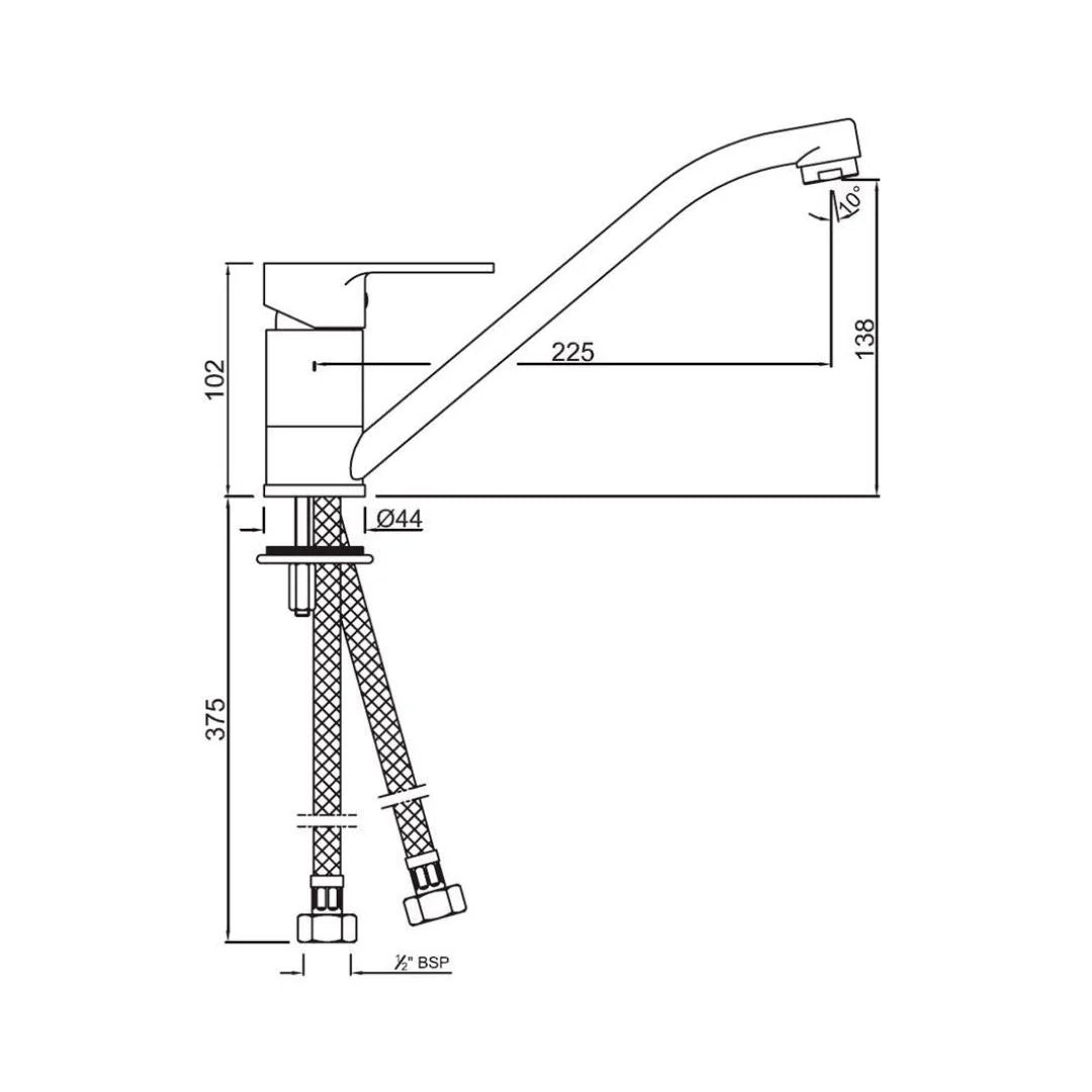 Jaquar Table Mounted Regular Kitchen Sink Mixer Lyric LYR-38173B with Swinging Spout in Chrome Finish