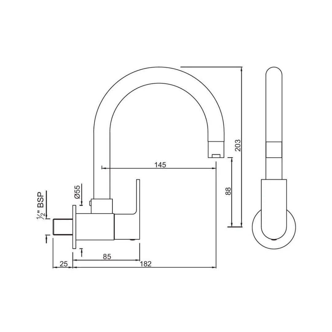 Jaquar Wall Mounted Regular Kitchen Sink Tap Lyric LYR-38347S with Swinging Spout in Chrome Finish