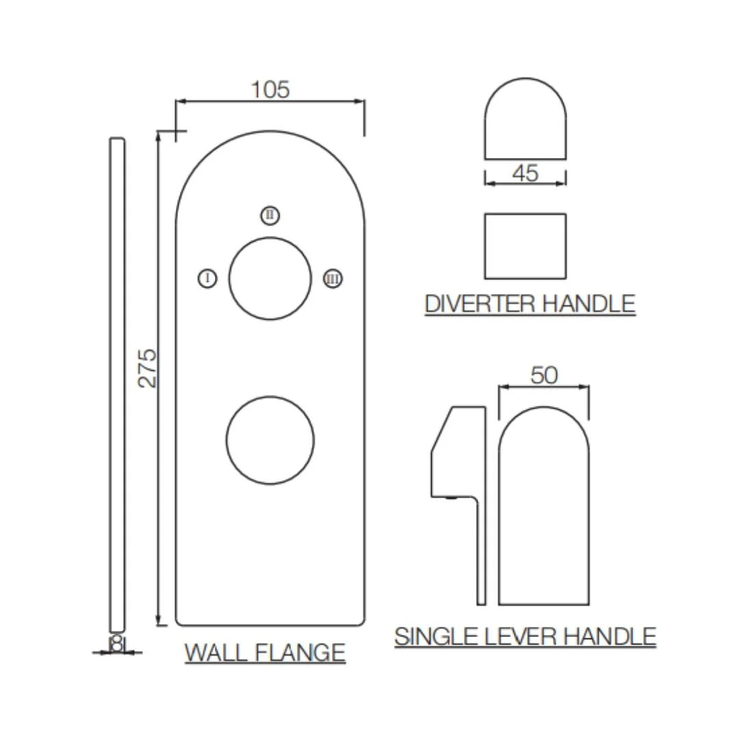 Jaquar 3 Way Diverter Lyric LYR-CHR-38783NK Normal Flow - Chrome Finish