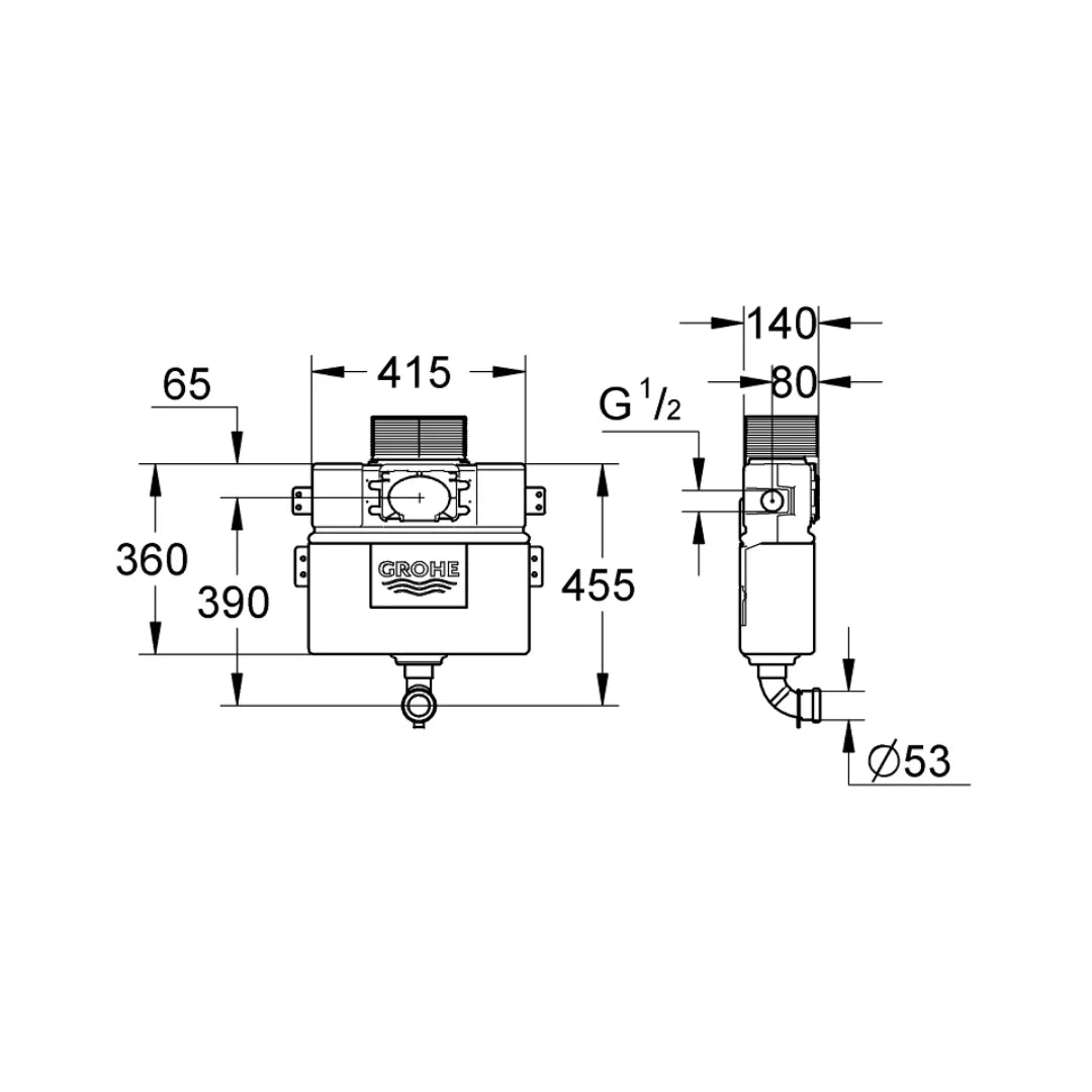 Grohe Concealed Floor Mounted Cistern Without Frame 38422000 - White