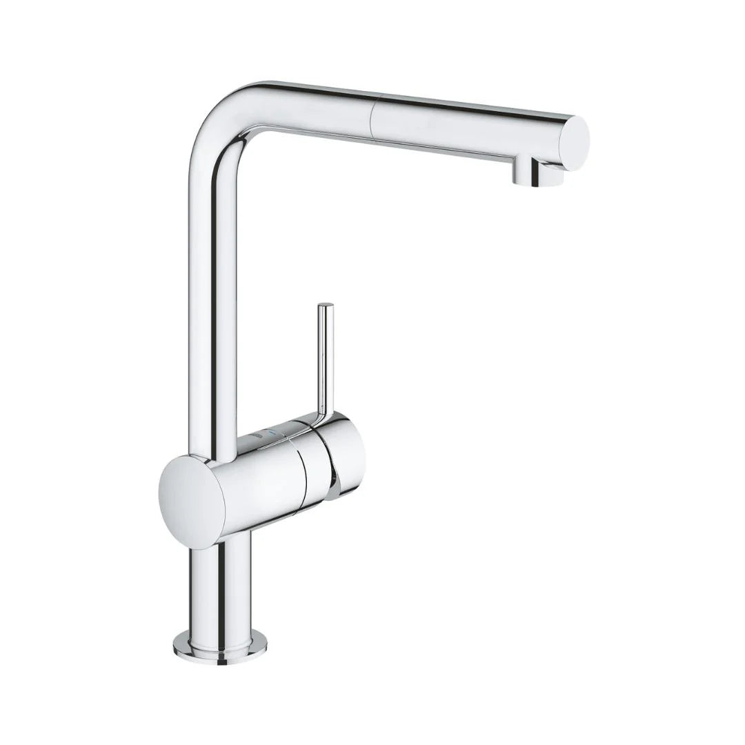 Grohe Table Mounted Pull-Out Kitchen Sink Mixer Minta M32168000 with Extractable Hand Shower Spout in Chrome Finish