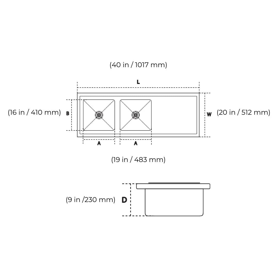 Hindware Stainless Steel Sink Designer Series MARINO HM PLUS ( 40 x 20 inches ) - Satin