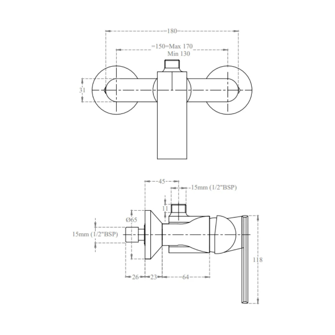 Cera 2 Way Wall Mixer Titanium F1003415 - Chrome Finish