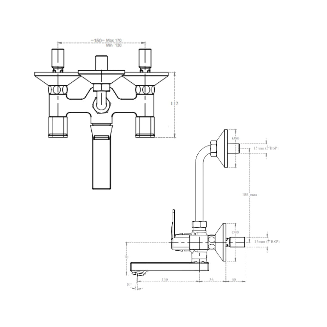 Cera 2 Way Wall Mixer Ruby F1005401 - Chrome Finish