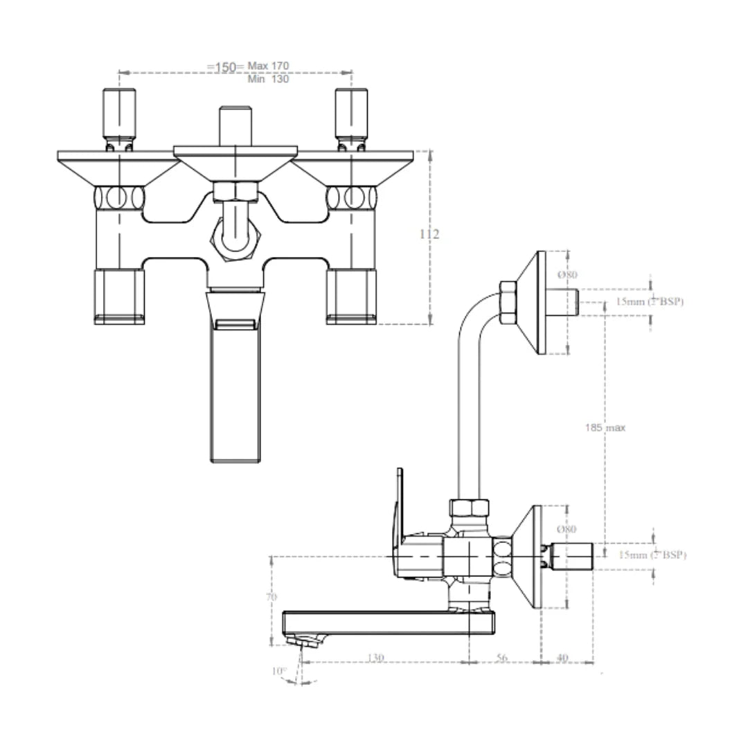 Cera 2 Way Wall Mixer Ruby F1005402 - Chrome Finish