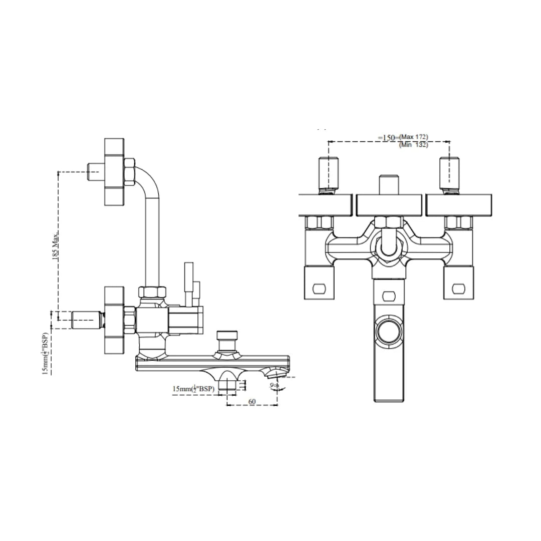 Cera 3 Way Wall Mixer Gayle F1014403 - Chrome Finish