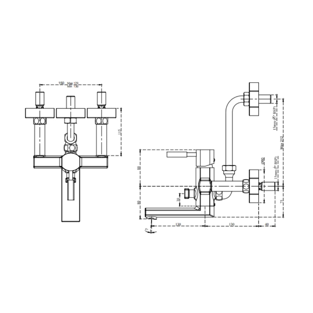 Cera 2 Way Wall Mixer Gayle F1014411 - Chrome Finish